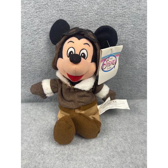Disney‎ Store Pilot Mickey Mouse Bean Bag Plush Toy 9" NWT - Picture 1 of 2